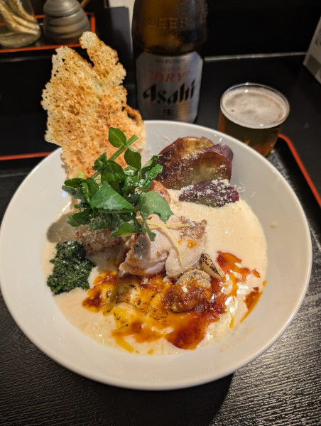 「【限定】青森県産にんにくのクリームラーメン＋瓶ビール」@麺堂にしき 新宿歌舞伎町店の写真