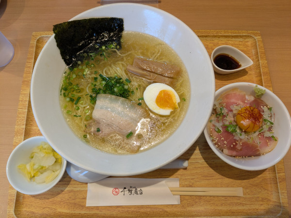 「1000円ランチセット(塩そば+ミニレアチャーシュー丼)」@麺Lab 千賀商店 小牧店の写真