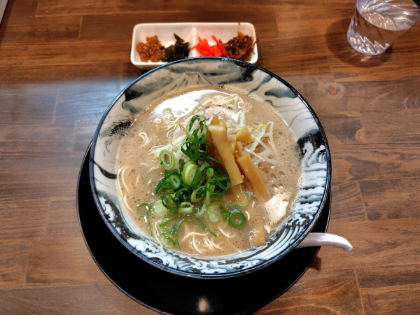 「豚骨こってりラーメン（ふつう）880円」@とんこつ・牛骨ラーメン龍瞳 シャミネ鳥取店の写真