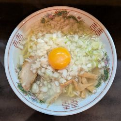 新.けん太そば 塩ver + ねぎ玉子（ねぎ→玉ねぎ