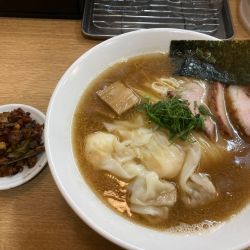 ミックスワンタンメン(肉、エビ)＋揚げ九条ネギニンニク