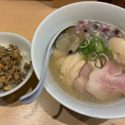 特製貝麺＋貝のしぐれ煮ご飯：1250＋150円