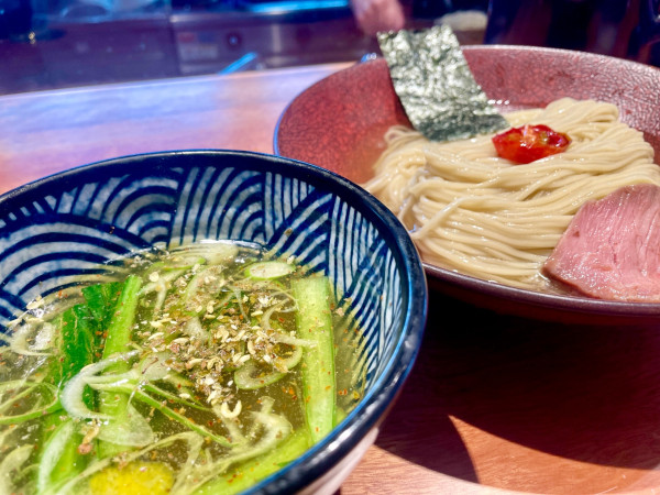 「サッポロ赤星 + 本日のおつまみ → 昆布水つけ麺(塩)」@麺屋 さくら井の写真