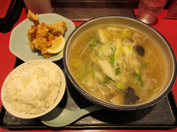 「タンメンカラアゲセット（１３９０円）」@珍来 ひたち野東店の写真