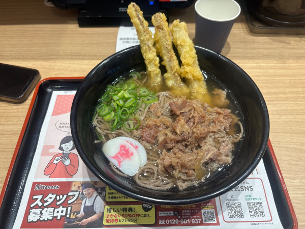 「肉ごぼ天3本そば」@資さんうどん 北鴻巣店の写真