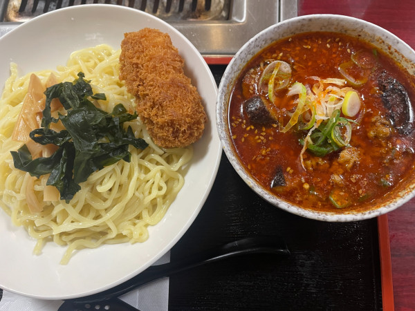 「爆風つけ麺：1210円＋どでかカニコロ：264円」@和光かつ圀の写真