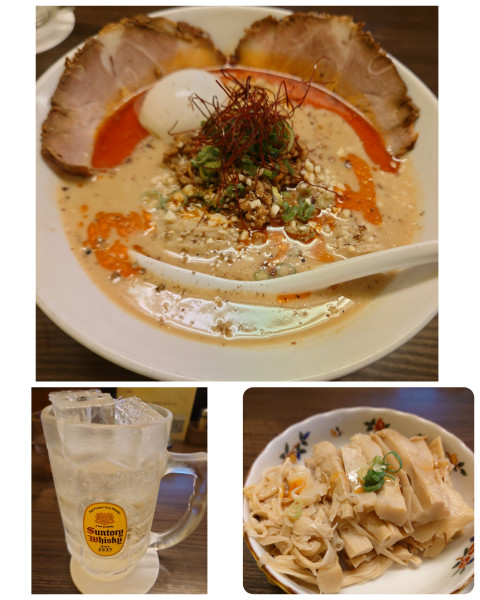 「特製担々麺＋おつまみメンマ＋ ハイボール」@花笑み中華そば かれんの写真