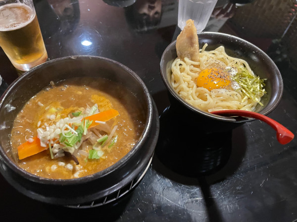 「つけめん月見カリー　辛口　ぞうすいセット」@スパイス&ラーメン 橙オレンジの写真