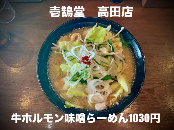 「ホルモン味噌らーめん1030円」@壱鵠堂 高田店の写真