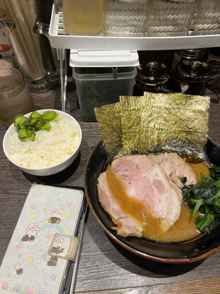 「ラーメン硬濃、燻製肉、ライス」@横浜家系ラーメン 武乃家の写真