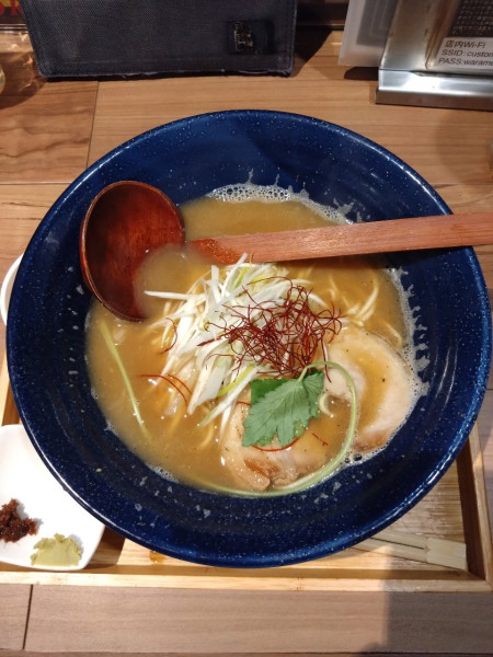 「鮃ラーメン＋味玉」@和風魚介出汁創作麺処 後関の写真