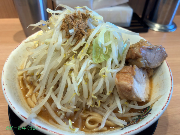 「味噌山小(1100円)ヤサイニンニクアレ(魚粉)」@ラーメン豚山 与野本町店の写真