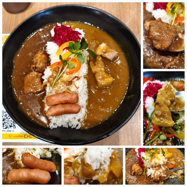 「1968伝統ポークとコク旨とろ肉ビーフカレー＋ミニソーセージ」@カレーショップC&C 秋葉原店の写真