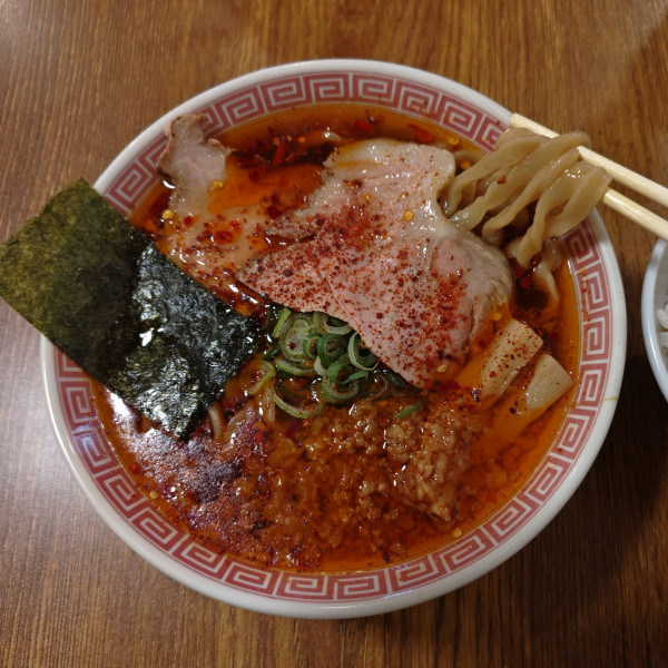 「辛いラーメン（1000円）、海老香るTKG（350円）」@福岡太麺 NO RAMENの写真