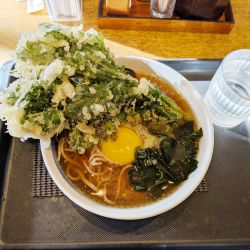 春菊天そば＋生卵