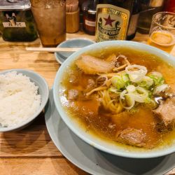 中華そば、無料めし、おビール