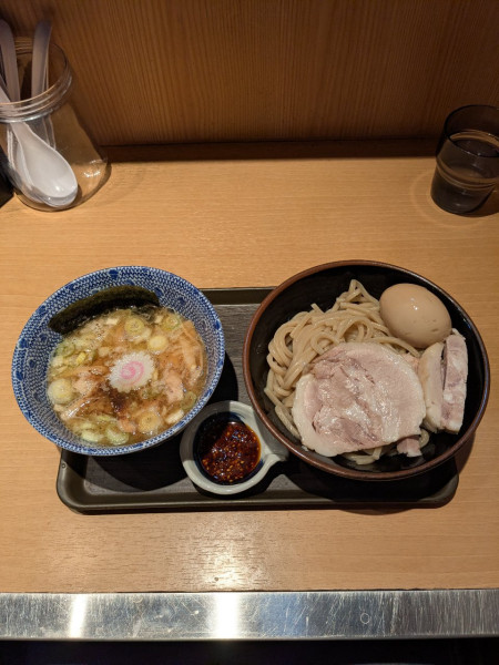 「限定 中濃シビカラつけめん並盛200g¥1090＋半チャーシュー」@くり山の写真