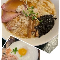 【二周年限定】背脂煮干しそば＆卵かけご飯