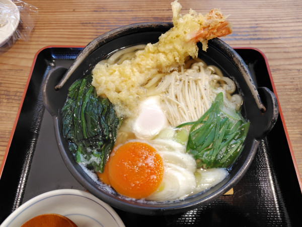 「鍋焼き（海老天）1300円（期間限定）」@久松うどん はなしょうの写真