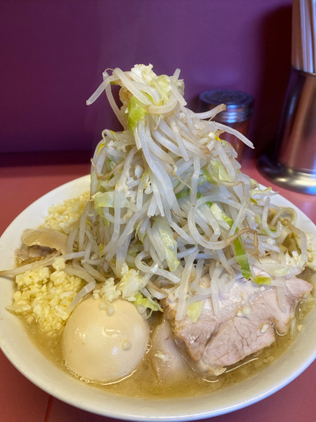 「小ラーメン 味つけタマゴ アブラのコーラ煮 ノーコール」@ラーメン二郎 ひばりヶ丘駅前店の写真