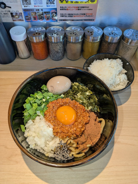 「台湾まぜそば¥1000＋味玉(POサービス)＋ライス¥0」@麺屋あびすけ 矢向店の写真