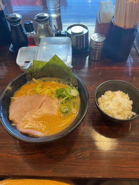 「豚骨味噌(並)半麺」@濃厚家 秦野店の写真
