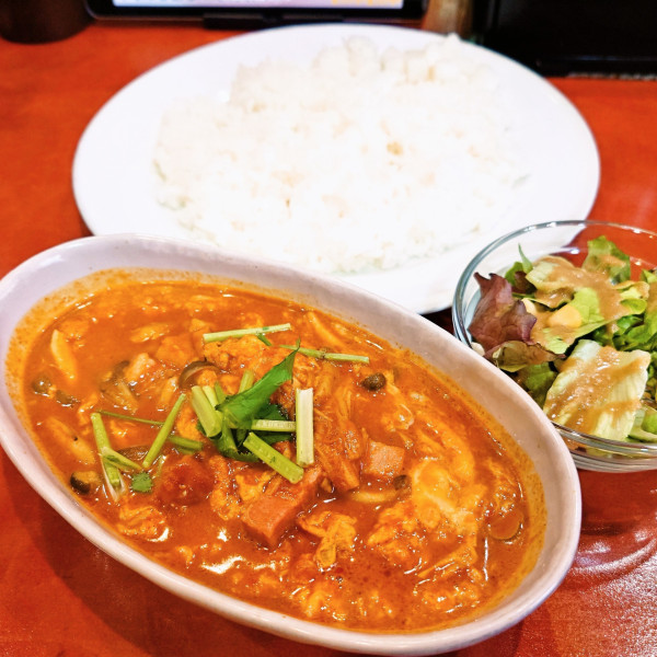 「【ランチセット】ベーコンと木の子のふんわり卵カリー」@アジア型 YAMIYAMIカリー 中野店の写真