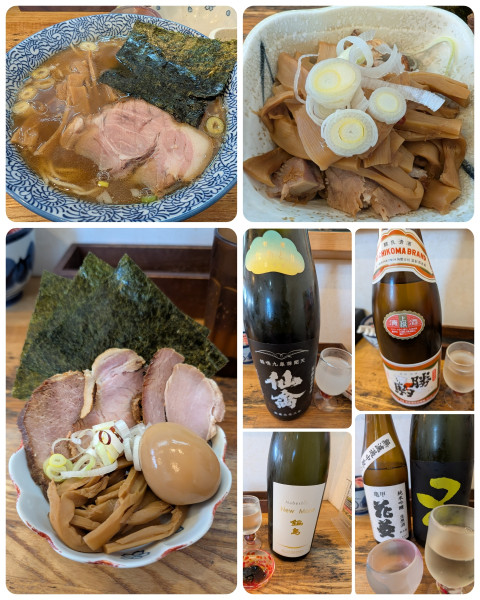 「中華そば＋特製＋おつまみメンマ＋ 日本酒×4他」@中華そば専門 とんちぼの写真