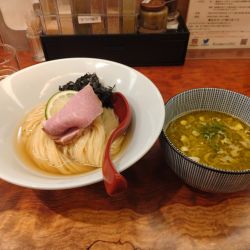 【限定】牡蠣の昆布水つけ麺¥1500+牡蠣コンフィ¥250-
