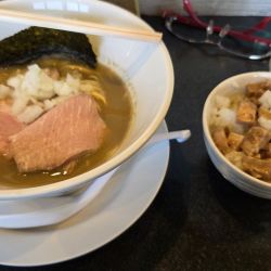 煮干しそば極950+ニボ肉飯250