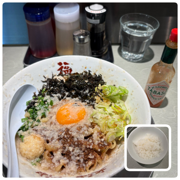 「まぜそば大油(追い飯付)1000円」@背脂中華そばと餃子 福鳳 荻窪店の写真
