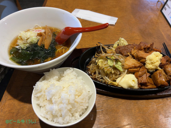 「豚バラ叉焼生姜焼肉定食１５０g(1408円)」@幸せの叉焼生姜焼き肉の写真
