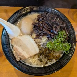 長浜ラーメン+味玉+木くらげ+たかな（1000円）