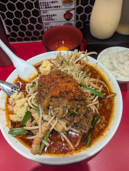 「火の玉セット(辛口)+麺大盛」@すず鬼直伝スタミナらーめん かわさ鬼の写真