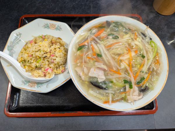 「Aセット　※タンメンあんかけ（塩）に変更」@中華そば 福本屋の写真