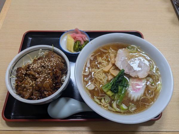 「ミニカルビ丼セット　1200円」@なかや食堂の写真