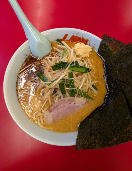 「G系特製もやし味噌ラーメン+アプリクーポン海苔5枚」@ラーメン山岡家 新結城店の写真