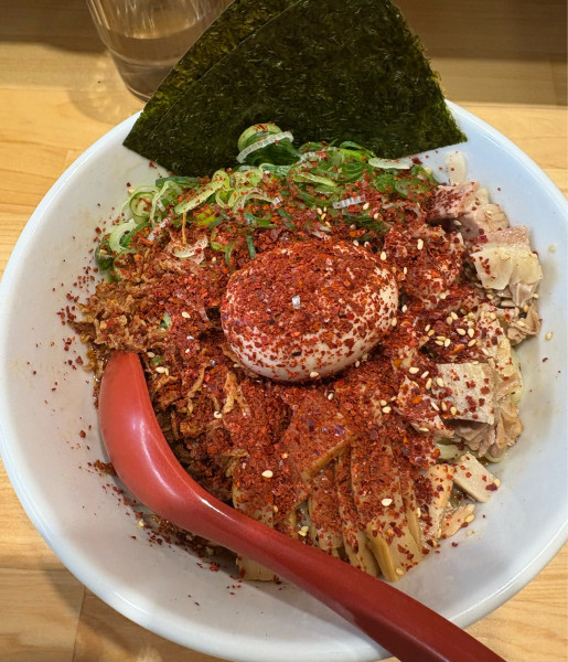 「スパイシー鶏まぜそば中盛Aセット(きじ丼)」@らぁ麺 ちり葉の写真