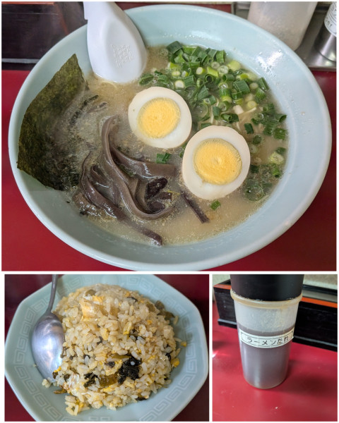 「味玉ラーメン＋半高菜チャーハン」@博多ばってんラーメンの写真