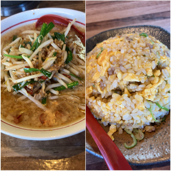 「ランチセット台湾ラーメン半チャーハン+背脂 1250円」@らーめん 江楽の写真