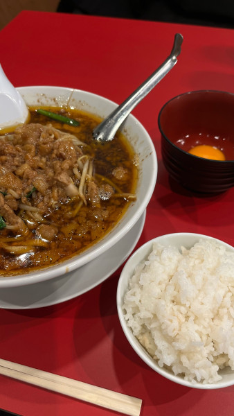 「鬼ソバセット ライス+生卵 (麺110g)」@すず鬼直伝スタミナらーめん かわさ鬼の写真