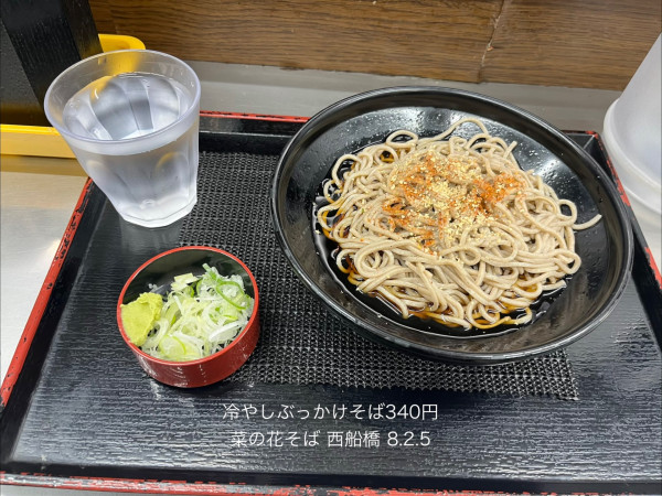 「冷やしぶっかけそば340円」@菜の花そば ペリエ西船橋店の写真