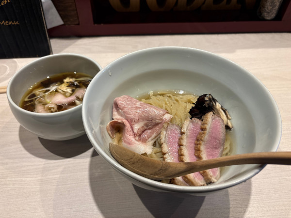 「黒舞茸と比内地鶏の昆布水つけ麺(醤油)＋鴨チャーシュー」@柳麺 呉田-goden-の写真