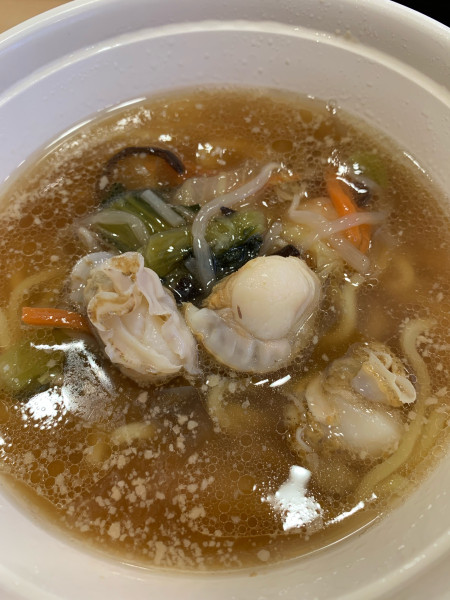 「ボイルホタテ入り五目野菜あんかけ醤油ラーメン」@かっぱ寿司 いわき平店の写真
