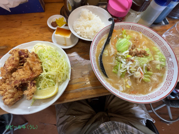 「味噌ラーメンからあげセット(1550円)」@味勝負 二代目 蝦夷の写真