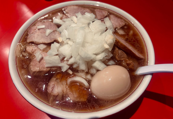 「竹岡式ラーメン中+全マシ」@竹岡式ラーメン 世良の写真