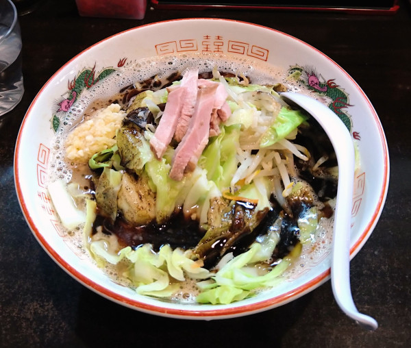 「野菜ラーメン(細麺)＋マー油」@中野麺店の写真