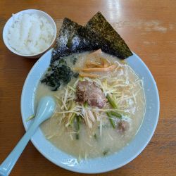 ネギラーメン(半麺)+ライス