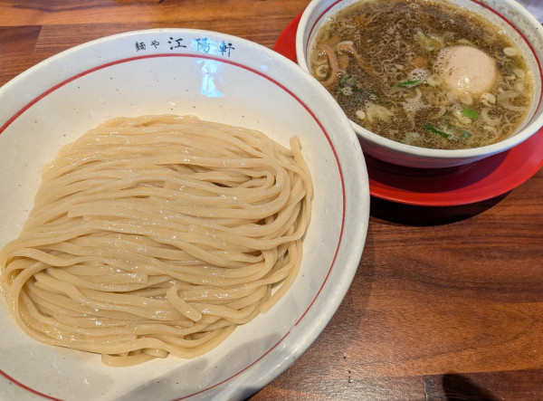 「つけそば+味玉（並、1250円）」@麺や江陽軒 彦根駅前店の写真