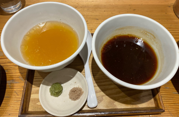 「つけ麺（500g）特製　あさり油＿塩　コーチン油＿醤油」@麺屋鈴春の写真